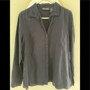 Herman Geist Navy Linen Button Down